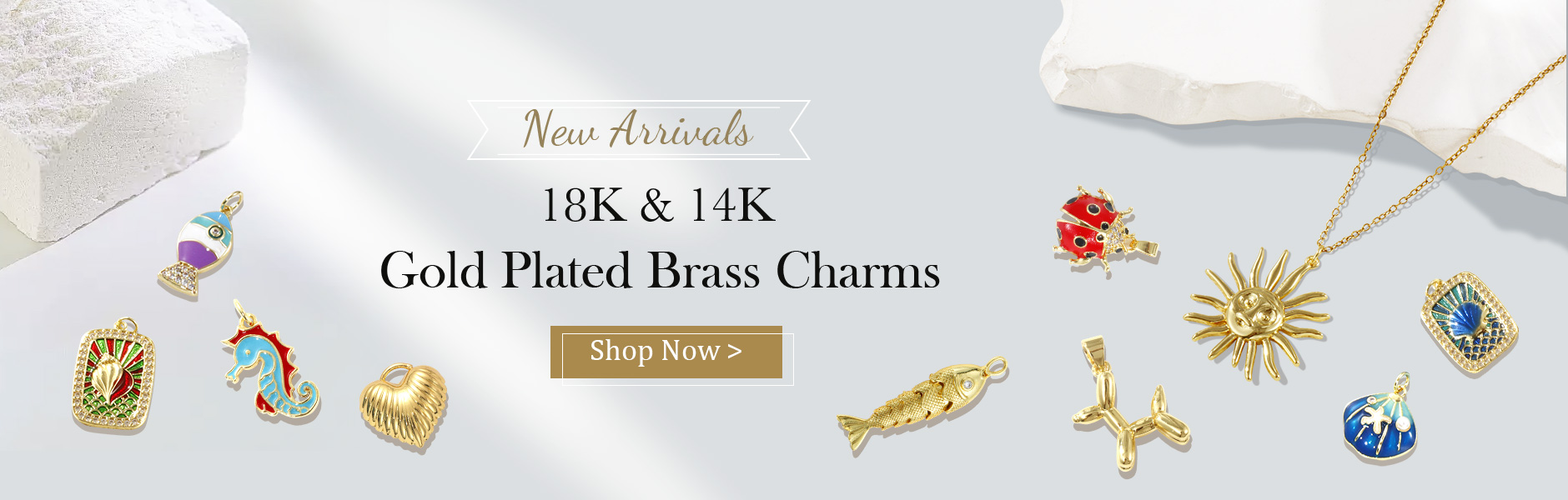 18K & 14K Gold Plated Brass Pendants