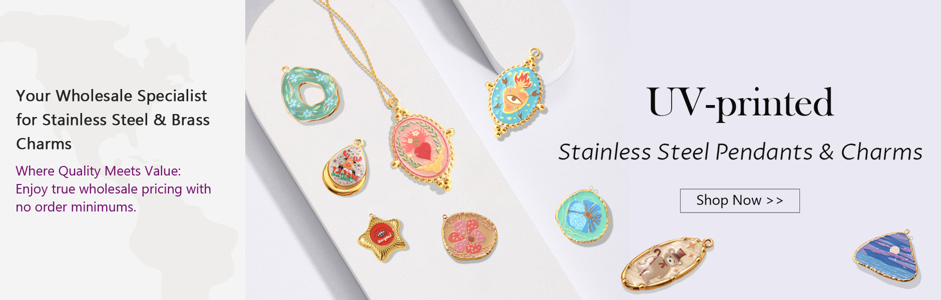  UV-printed Stainless Steel Charms 