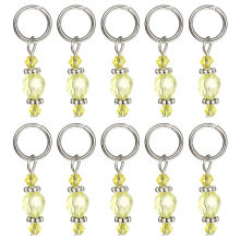 Marqueur de Maille en Alliage de Zinc+Résine Argent Mat Jaune 36mm x 12mm, 10 Pcs
