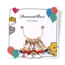 Marqueur de Maille Collection de Météo en Alliage de Zinc Doré Multicolore Arc-en-ciel Émail 3cm x 2.3cm, 1 Kit ( 5PCs/Kit)