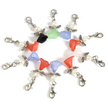Marqueur de Maille en Alliage de Zinc+Acrylique Ange Argent Vieilli Couleur au Hasard Imitation Perles 3.7cm x 2.4cm, 10 Pcs