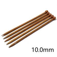 (US15 10.0mm) Aiguilles à Tricoter Unique Point en Bambou Brun 35cm long, 5 Pièces