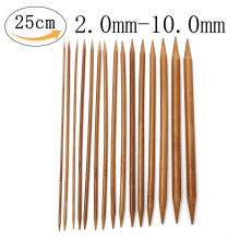 Aiguilles à Tricoter Double Point en Bambou Brun 25cm Long, 1 Kit ( 72 Pcs/Kit)