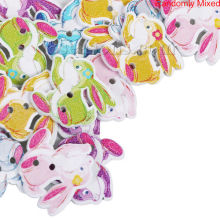 Bouton de Couture en Bois 2 Trous Lapin Couleur au Hasard Fleurs 24mm x 22mm, 50 Pcs