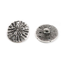 Bouton de Haute Couture en Alliage de Zinc Rond Argent Vieilli, Fleurs 19mm x 18mm, 20 Pcs