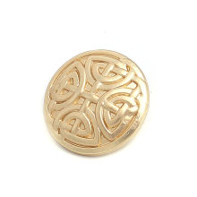 Bouton de Haute Couture en Alliage de Zinc 1 Trou Rond Or Mat Rempli, Motif Sculpté 17mm Dia, 5 Pcs
