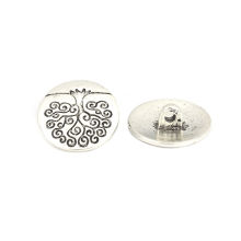 Bouton de Haute Couture en Alliage de Zinc Rond Argent Vieilli Arbres 19mm Dia, 20 Pcs