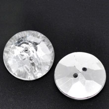 Bouton de Couture en Acrylique 2 Trous Rond Transparent & Argenté à Facettes 25mm Dia, 30 PCs