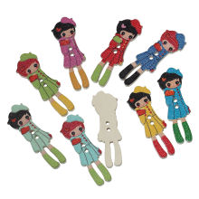 Bouton de Couture en Bois 2 Trous Couleur Naturelle Fille Couleur au Hasard 35mm x 12mm, 9 PCs
