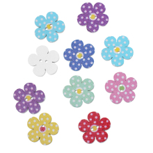 Bouton de Couture en Bois 2 Trous Fleur Couleur au Hasard à Pois 20mm x 20mm, 100 PCs