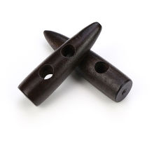 Bouton Forme Corne de Bœuf en Bois Deux Trous Marquise Café Foncé 50mm, 20 Pcs