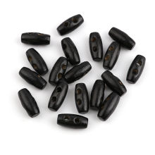 Bouton Toggle en Bois Deux Trous Tonneau Noir 16mm x 7mm, 100 Pcs