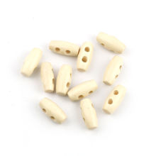 Bouton Toggle en Bois Deux Trous Tonneau Couleur Naturelle 16mm x 7mm, 100 Pcs