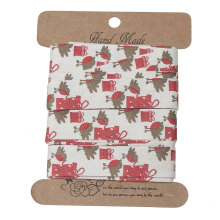 Ruban en Coton Crème Multicolore Boîte de Cadeau de Noël Oiseaus 15mm, 1 Rouleau (Env. 5 M/Rouleau)