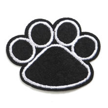 Patchs (Dos Avec Colle) DIY Scrapbooking Artisanat en Chiffon Mémorial d'Animaux Domestiques Noir Griffe de Patte de Chien Broderie 5.1cm x 4.2cm, 2 Pcs