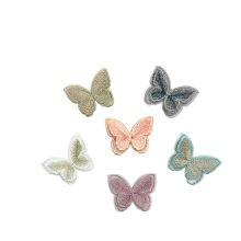 Cabochons DIY Scrapbooking Artisanat en Tissu Multicolore Papillon Dentelle 4.5cm x 3.5cm, 5 Pcs
