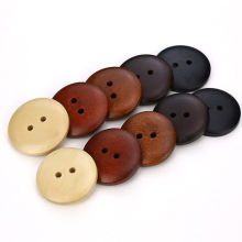 Bouton de Couture en Bois 2 Trous Rond Noir 100 Pcs