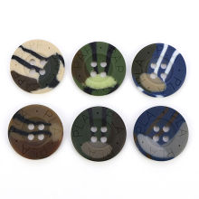 Bouton de Couture en Résine 4 Trous Rond Multicolore Camouflage 100 Pcs
