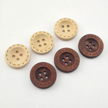 Bouton de Couture en Bois 4 Trous Rond Multicolore 100 Pcs