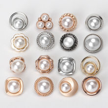 Bouton de Haute Couture en Alliage 1 Trou Rond Imitation Perles 10 Pcs