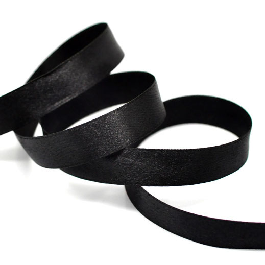 Ruban en Polyester Satin Noir 12.6mm, 1 Rouleau(Env. 25 Yards/Rouleau)