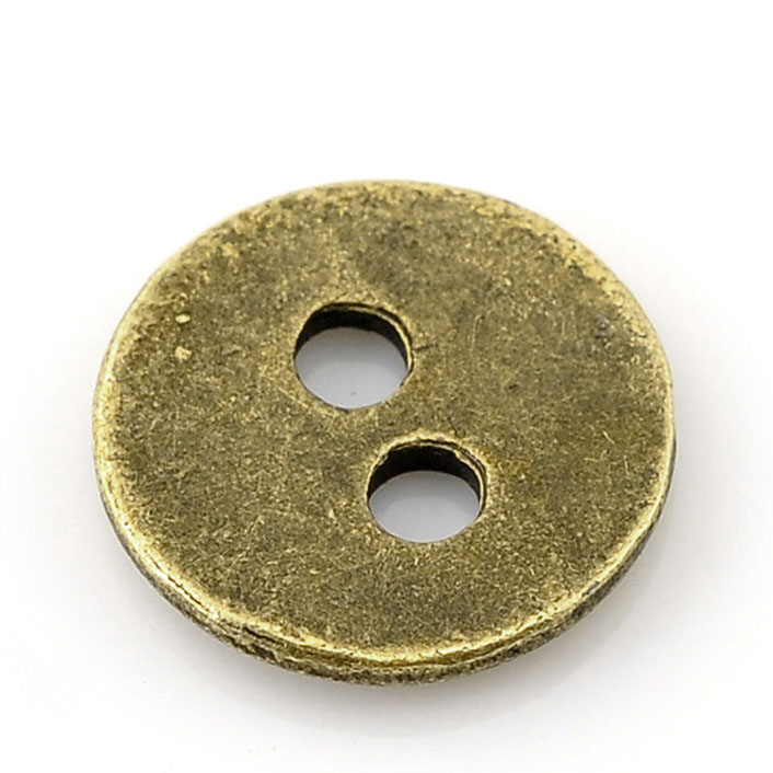 Bouton de Couture en Alliage de Zinc 2 Trous Rond Bronze Antique 11mm Dia, 100 PCs