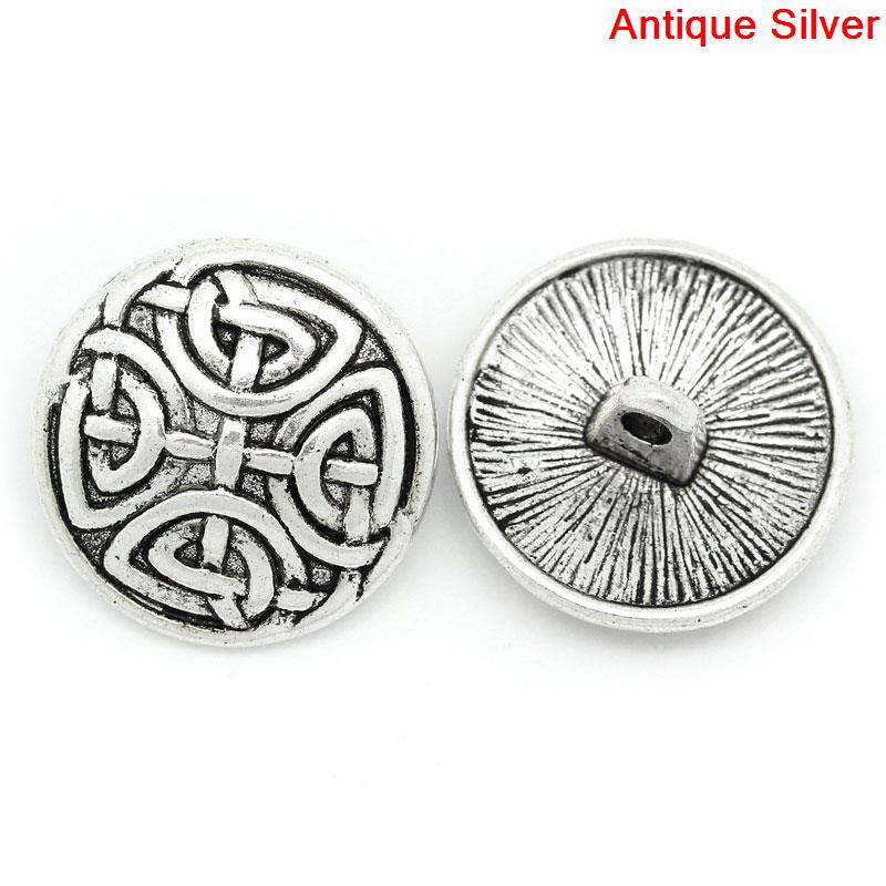 Bouton de Haute Couture en Alliage de Zinc Rond Argent Vieilli Nœud Papillon 17mm Dia, 30 PCs
