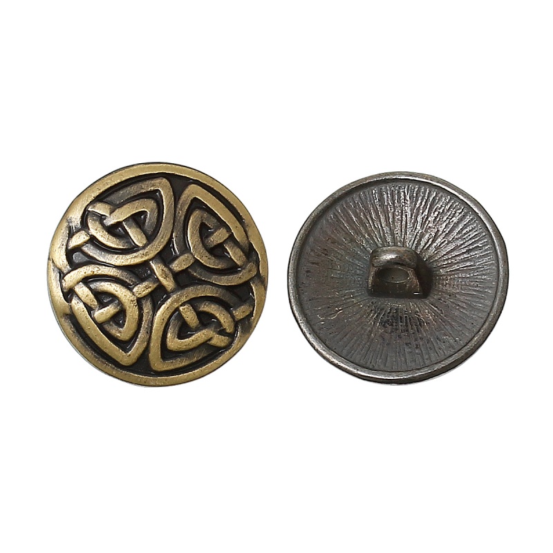 Bouton de Haute Couture en Alliage de Zinc Rond Bronze Antique Nœud Papillon 17mm Dia, 20 PCs