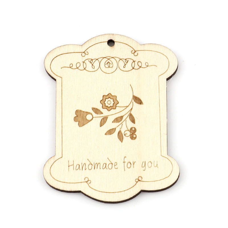 Pendentifs en Bois Irrégulier Jaune Clair Fleurs Message