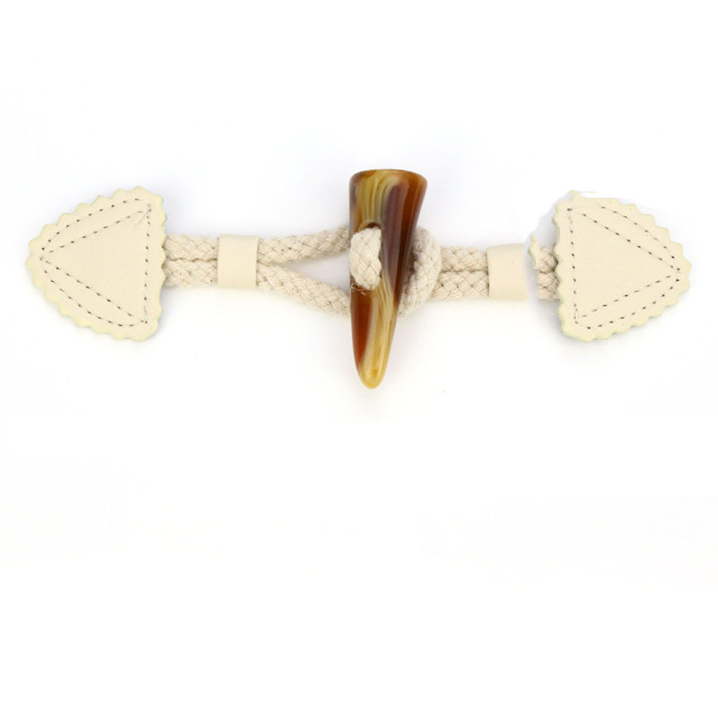 Bouton Forme Corne de Bœuf en PU & Résine Crème 18cm, 1 Paire