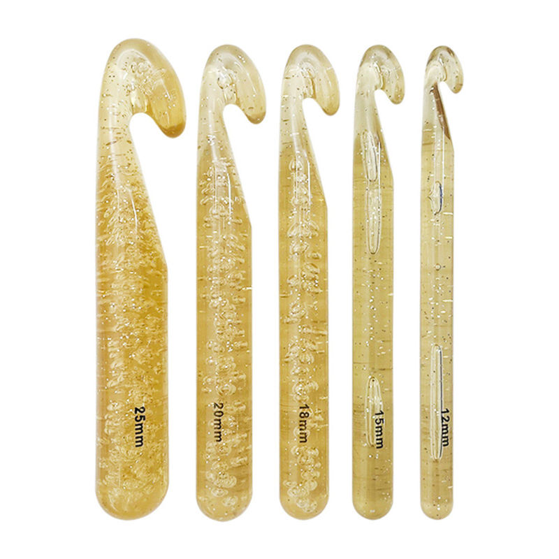 Aiguilles à Crochet en Acrylique Transparent 17cm long, 1 Kit ( 5 PCs/Kit)