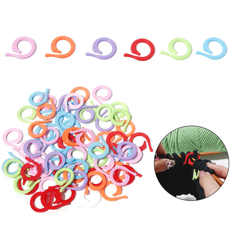 Marqueur de Maille en Plastique Spiral Couleur au Hasard 100 Pcs