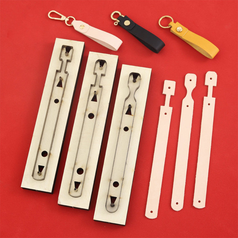 Matrices de Coupe Pochoirs Scrapbooking DIY en Haut Cuir en acier au carbone & bois Porte-clés Couleur Naturelle 22cm x 1.8cm, 1 Pièce