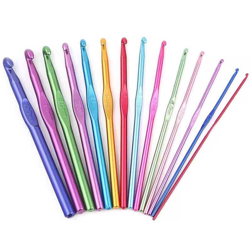 Aiguilles Crochets en Aluminium Multicolore 15cm long, 5 Pièces