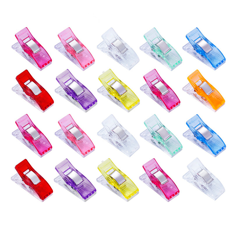 Au hasard - 10 Pcs Étui pour pied de travail Clips en plastique multicolores Les pinces en tissu patchwork ourlant les outils de couture accessoires de couture 27 mm x 15 mm