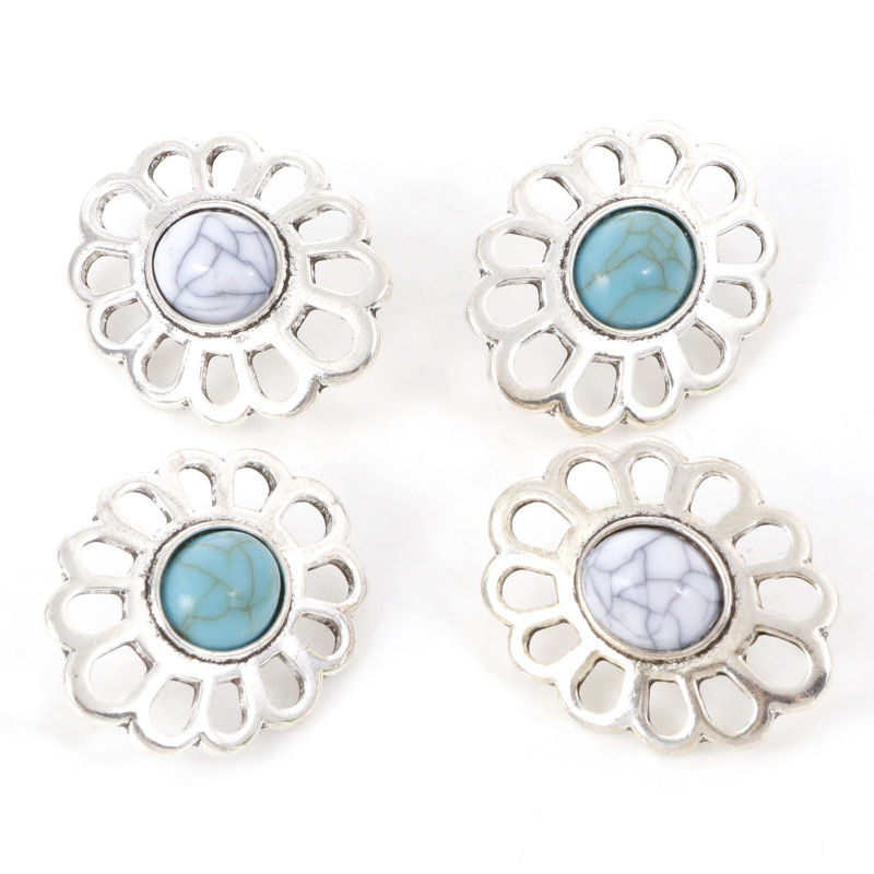 Bouton de Haute Couture La Saint Valentin en Alliage de Zinc 1 Trou Argent Vieilli Multicolore Cœur 3.4cm x 3.1cm, 3 Pcs