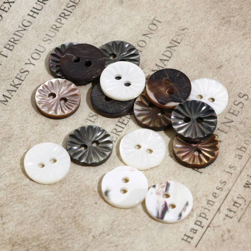 Naturel Bouton de Couture en Coquille 2 Trous Rond Multicolore Fleurs 11mm Dia, 5 Pcs
