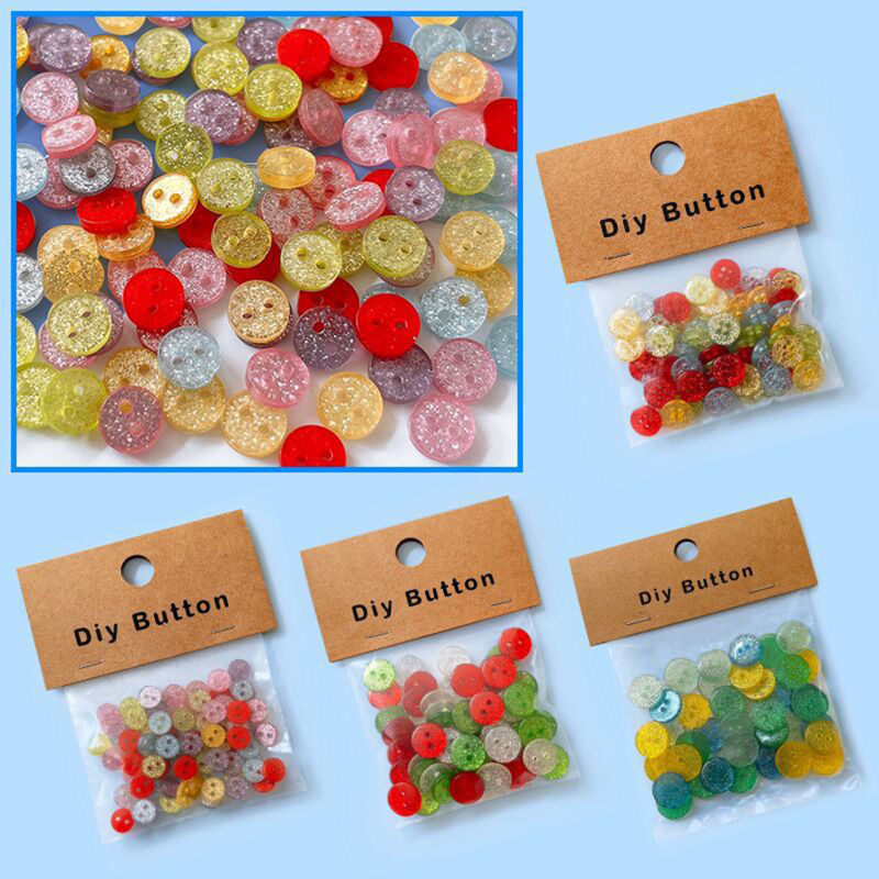 Resin Buttons Scrapbooking 2 Holes Round Multicolor 1 Packet