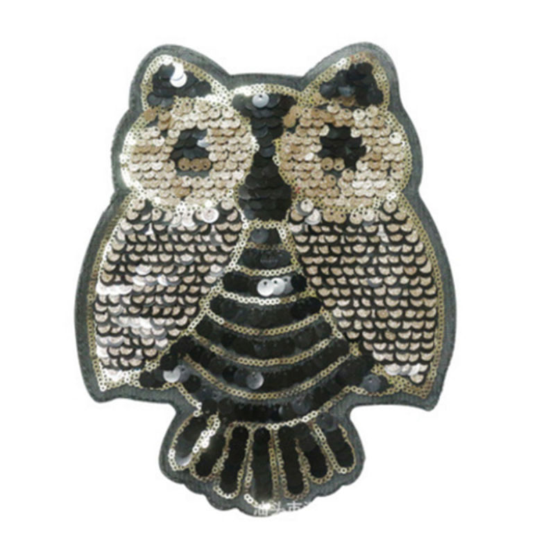 Cabochons DIY Scrapbooking Artisanat en PVC Or Hibou Paillettes 23cm x 18cm, 1 Pièce