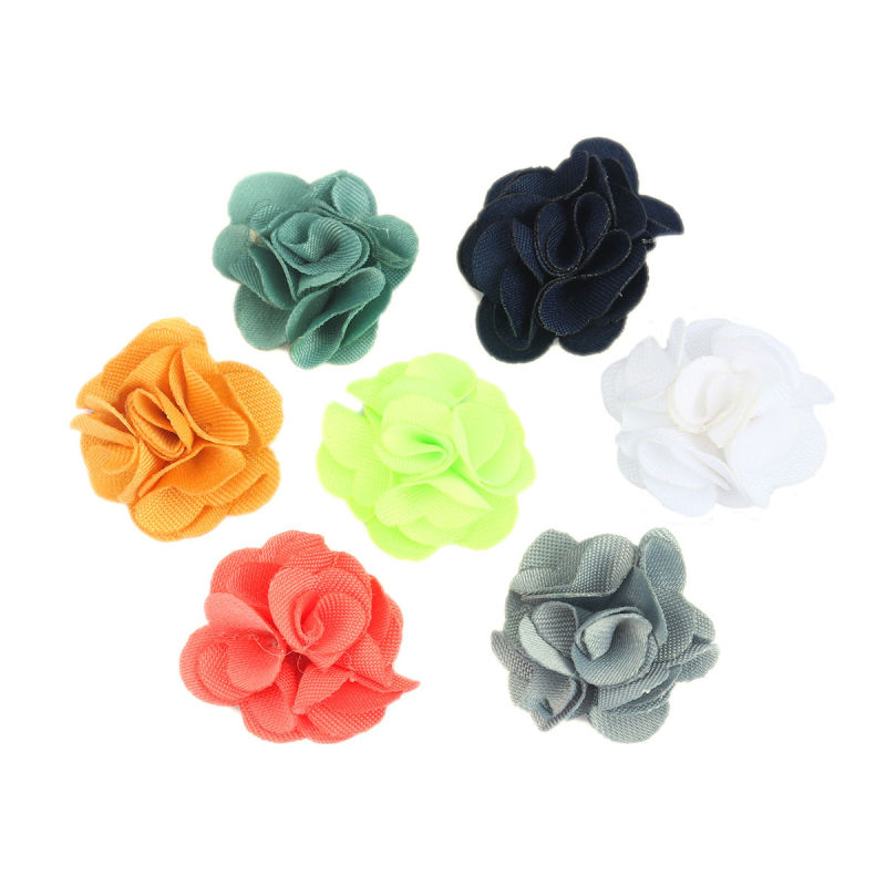 Fleur de Tissu pour bijoux DIY Scrapbooking Artisanat Couleur au Hasard 20mm x 20mm, 10 Pcs