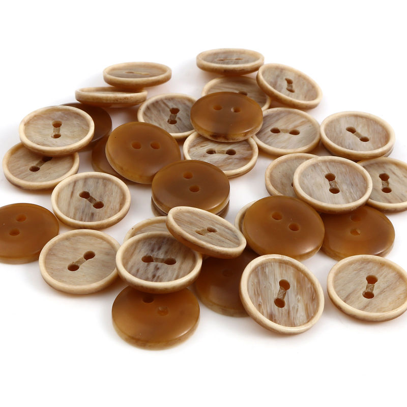 Bouton de Couture en Résine 2 Trous Rond Beige 15mm Dia, 20 Pcs