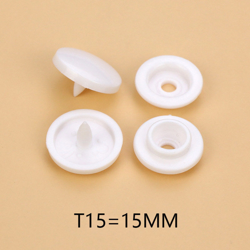 Bouton Pression à Griffe en Plastique Boutons Rond Blanc 15mm Dia, 100 Kits