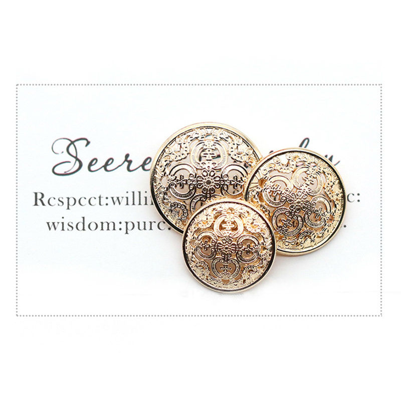 Bouton de Haute Couture Style Royal en Alliage Or Clair Rond Fleurs Creuses 18mm Dia, 10 Pcs