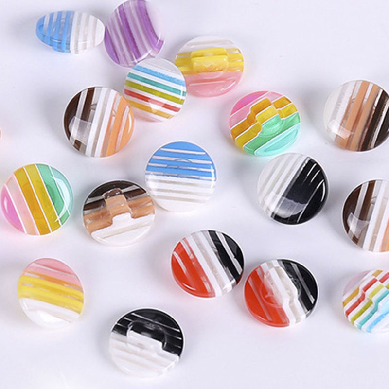 Resin Sewing Shank Buttons Round Rainbow Pattern Multicolor 14mm Dia, 50 PCs