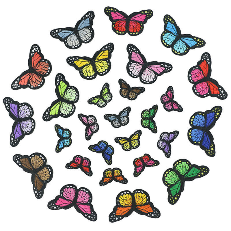 Patchs (Dos Avec Colle) DIY Scrapbooking Artisanat en Textile Broderie Multicolore Papillon 78mm x 48mm, 1 Pièce
