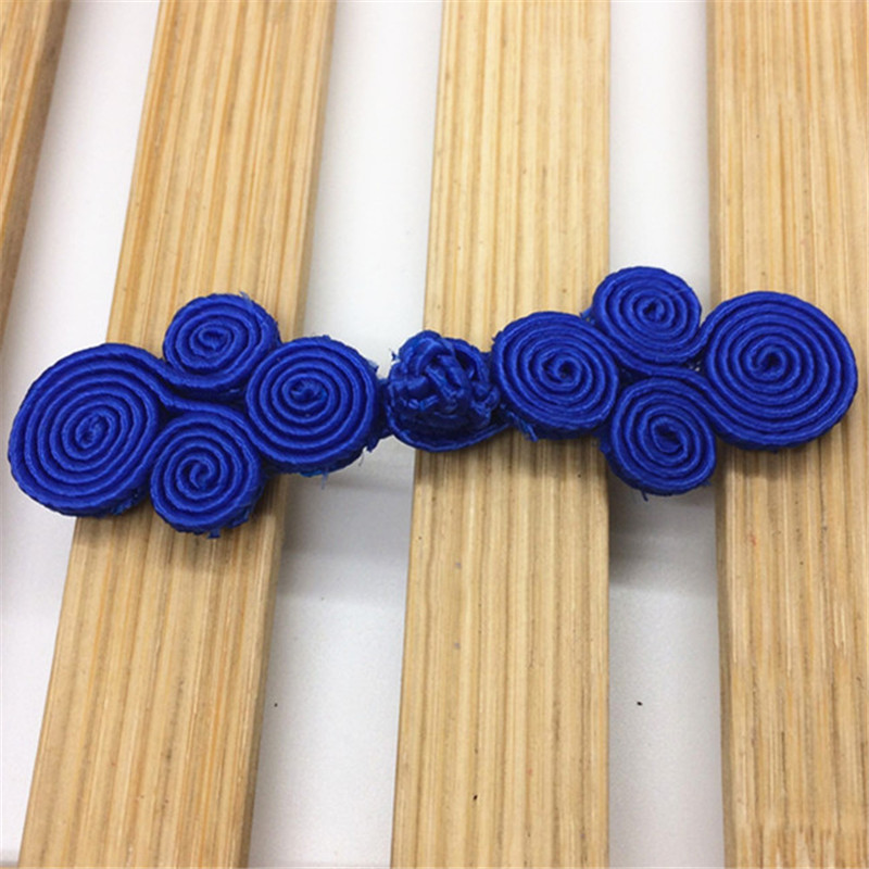Boutons de Grenouille Chinoise en Satin Saphir 70mm x 20mm, 1 Paire