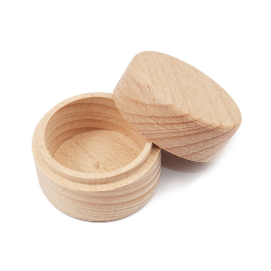  Wood Wedding Ring Earrings Jewelry Gift Boxes Round Natural 51mm , 1 Piece